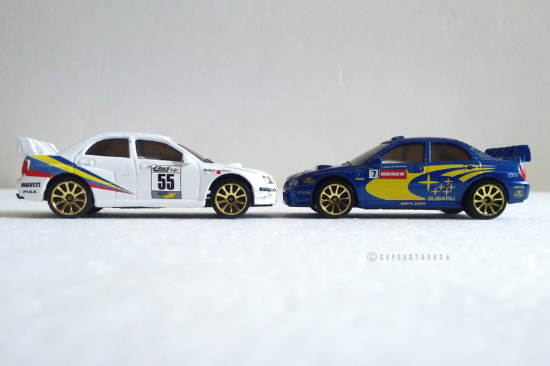 Twin Subaru Impreza STis from the Majorette Racing Series (a few years old) sourced from China
